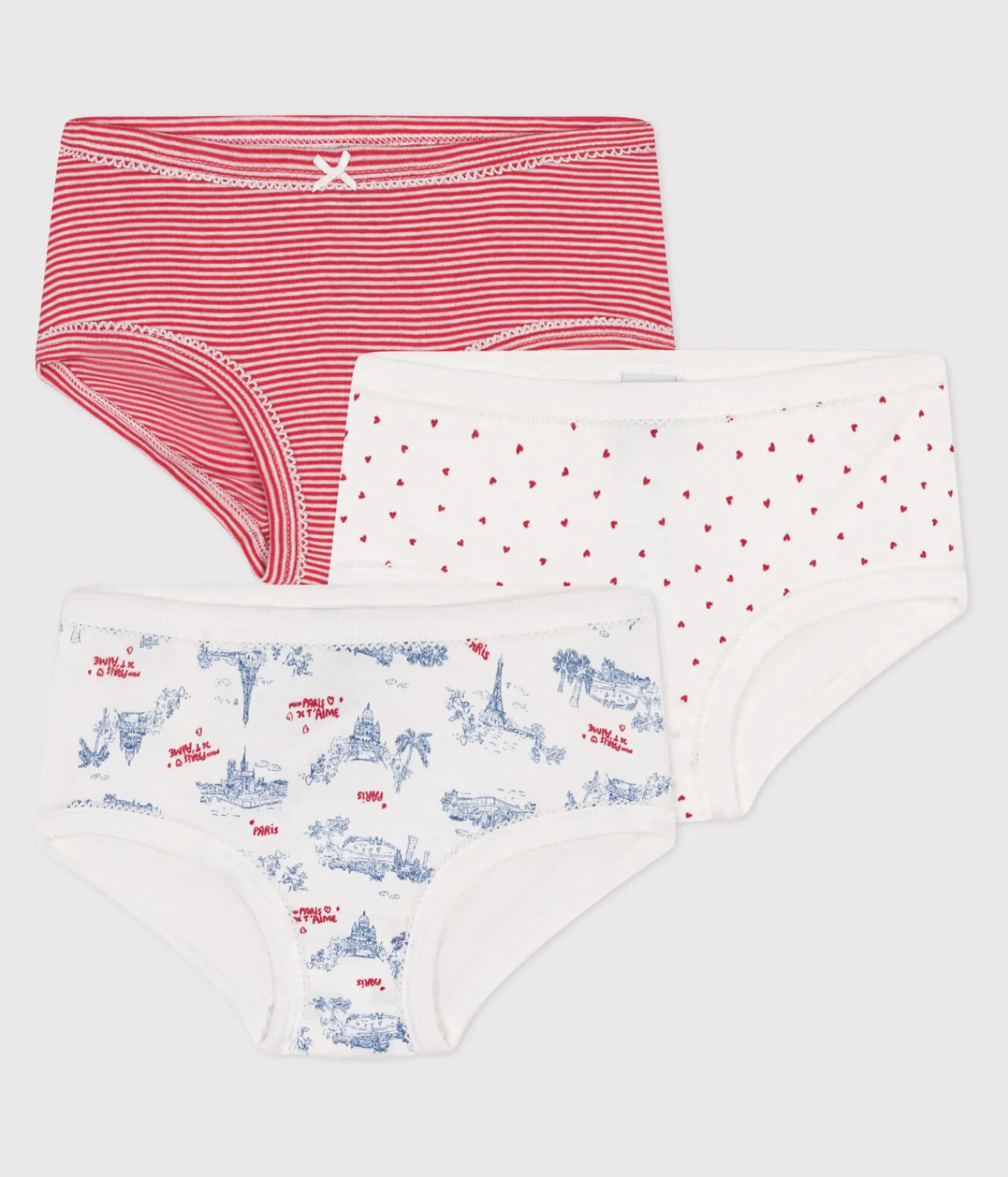 Petit Bateau Unterhosen, Shortys*3er-Set Kinder-Slips High Waist aus Baumwolle mit Paris-Motiv variante 1