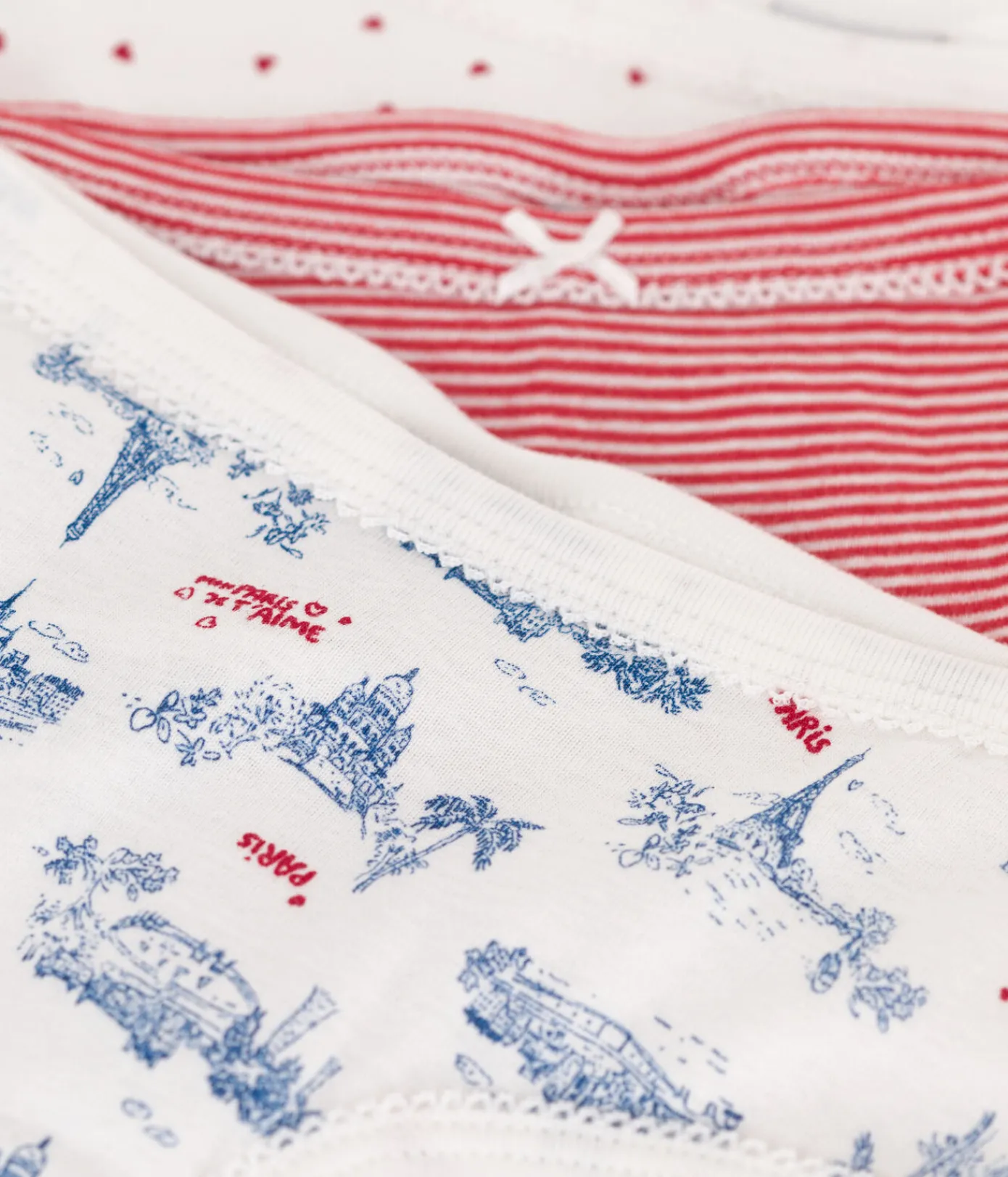 Petit Bateau Unterhosen, Shortys*3er-Set Kinder-Slips High Waist aus Baumwolle mit Paris-Motiv variante 1