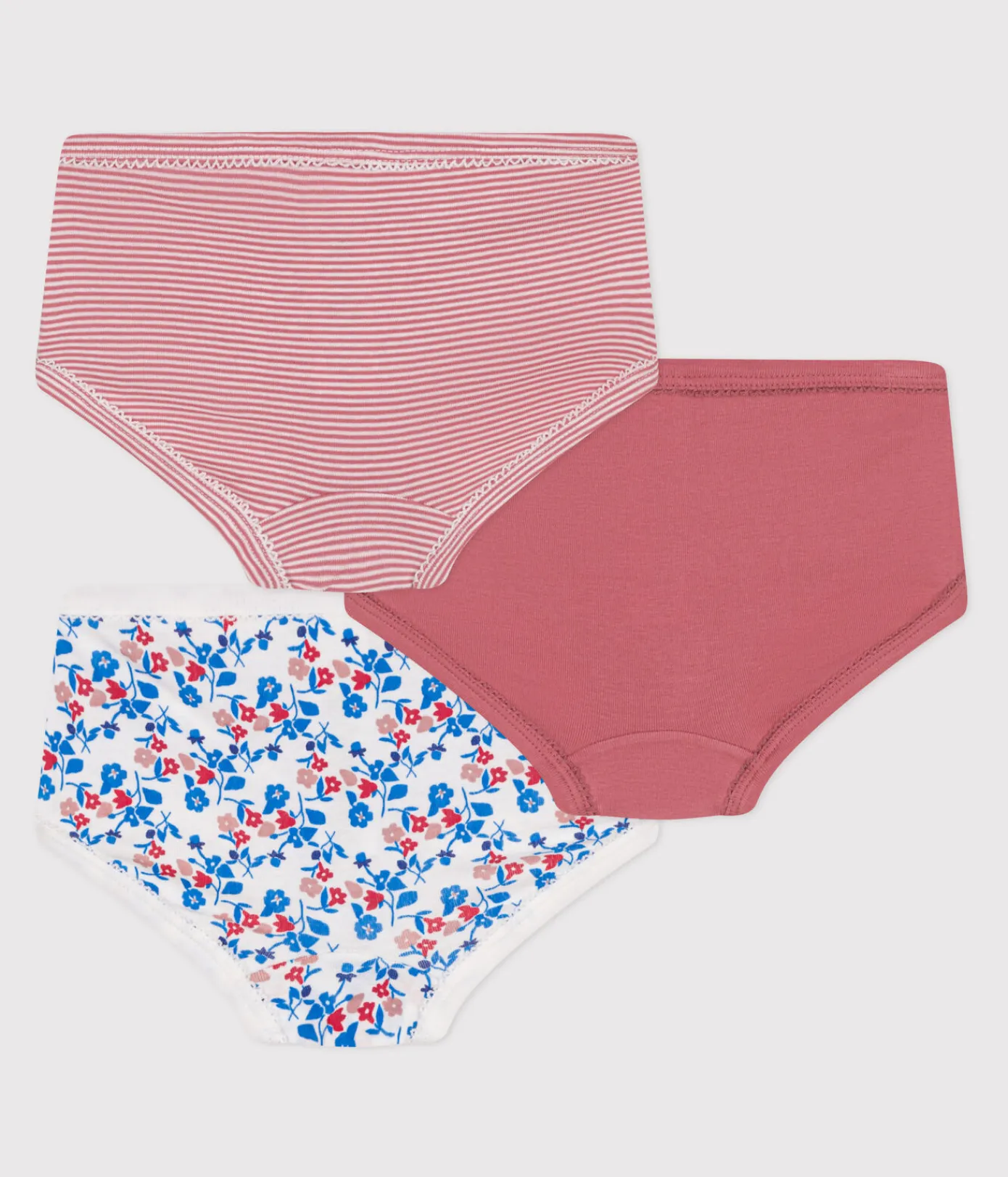 Petit Bateau Unterhosen, Shortys*3er-Set Kinder-Slips High Waist aus Baumwolle mit Blumenmotiv variante 1