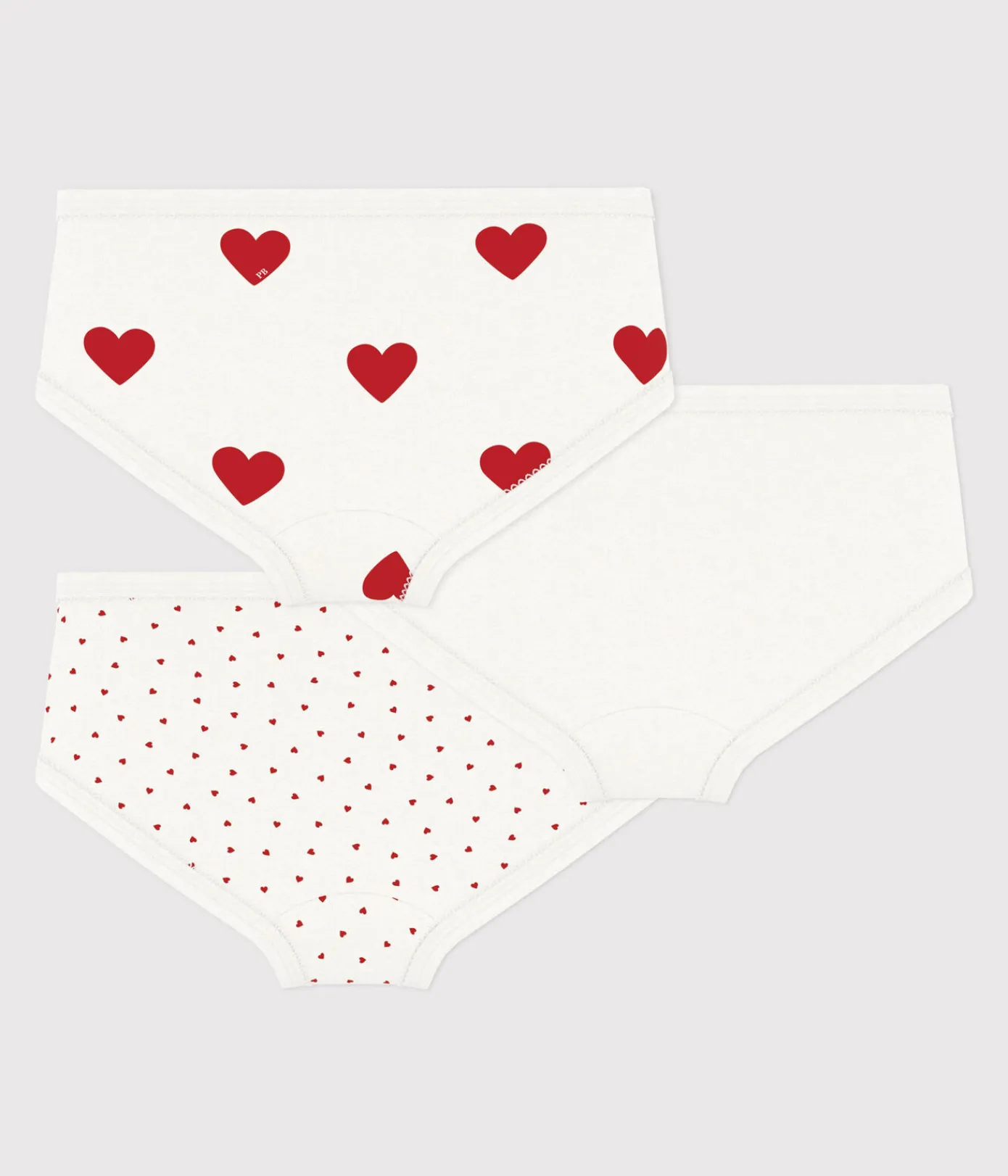 Petit Bateau Unterhosen, Shortys*3er-Set Kinder-Slips High-Waist aus Baumwolle mit Herzmotiv variante 1
