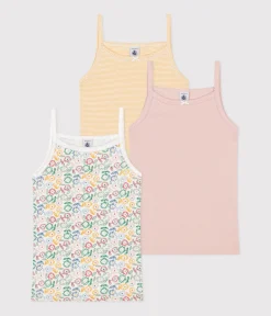 Petit Bateau Unterhemden, Tanktops|T-Shirts, Tops, Oberteile*3er-Set Kinder-Spaghetti-Tops mit Blumenmotiv variante 1