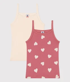 Petit Bateau Unterhemden, Tanktops|T-Shirts, Tops, Oberteile*2er-Set Kinder-Spaghetti-Tops aus Baumwolle mit Herzmotiv variante 1