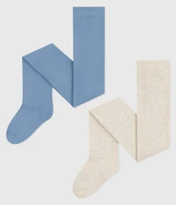 Petit Bateau Socken, Strumpfhosen*2er-Set Kinder-Strumpfhosen aus Baumwolljersey blau ADRIATIC/ MONTELIMAR