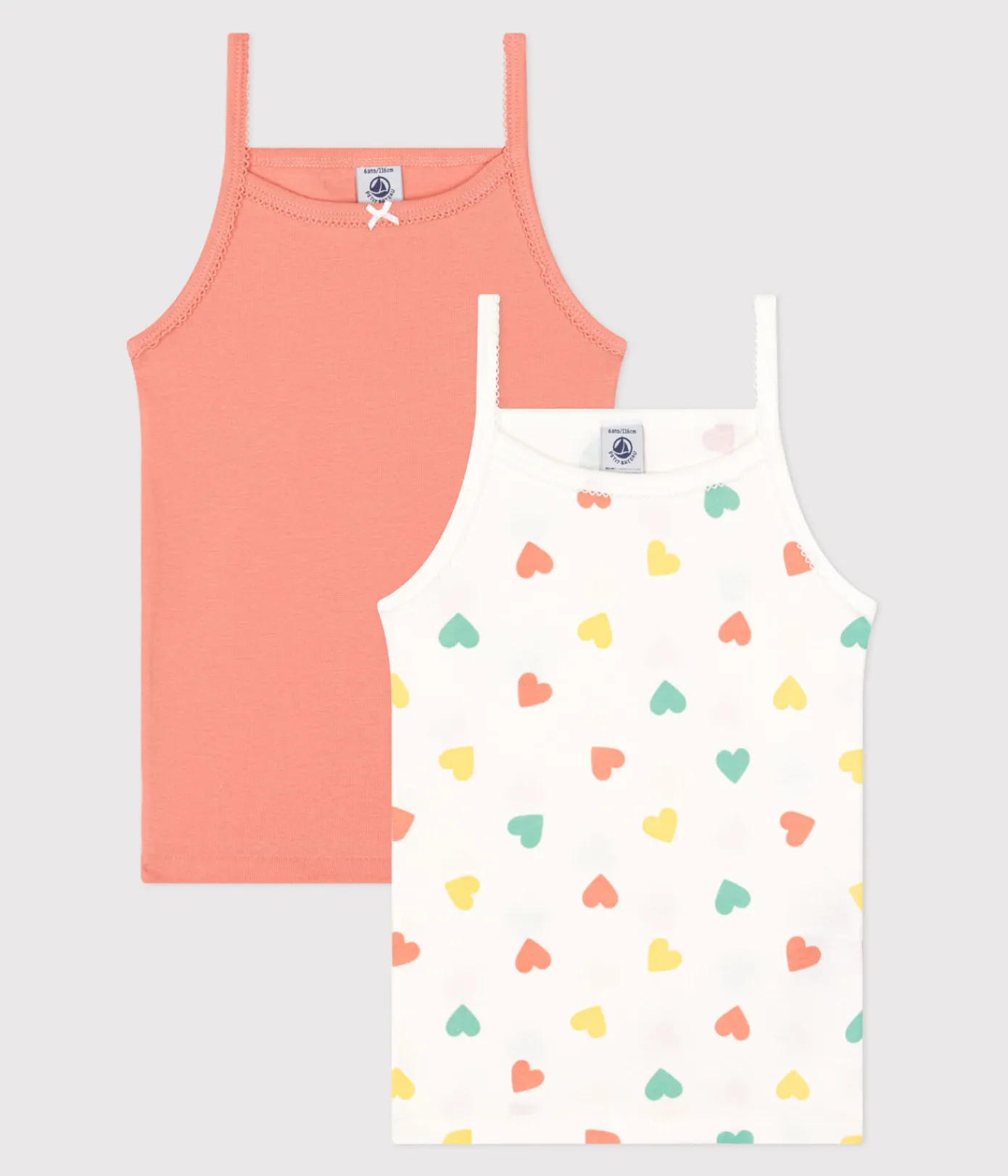 Petit Bateau Unterhemden, Tanktops|T-Shirts, Tops, Oberteile*2er-Set Kinder-Unterhemden aus Baumwolle mit Herzmotiv variante 1