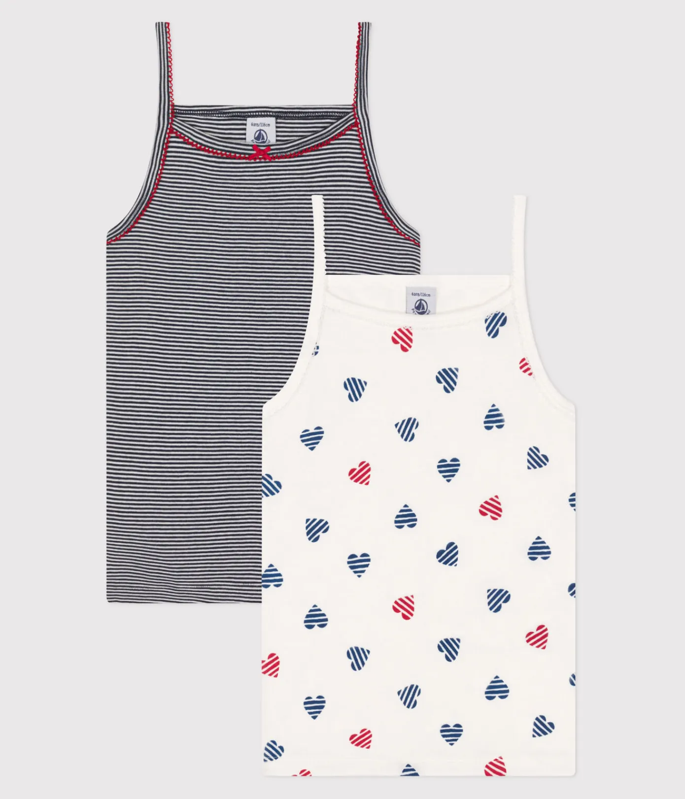 Petit Bateau Unterhemden, Tanktops|T-Shirts, Tops, Oberteile*2er-Set Kinder-Unterhemden aus Baumwolle mit Herzmotiv variante 1