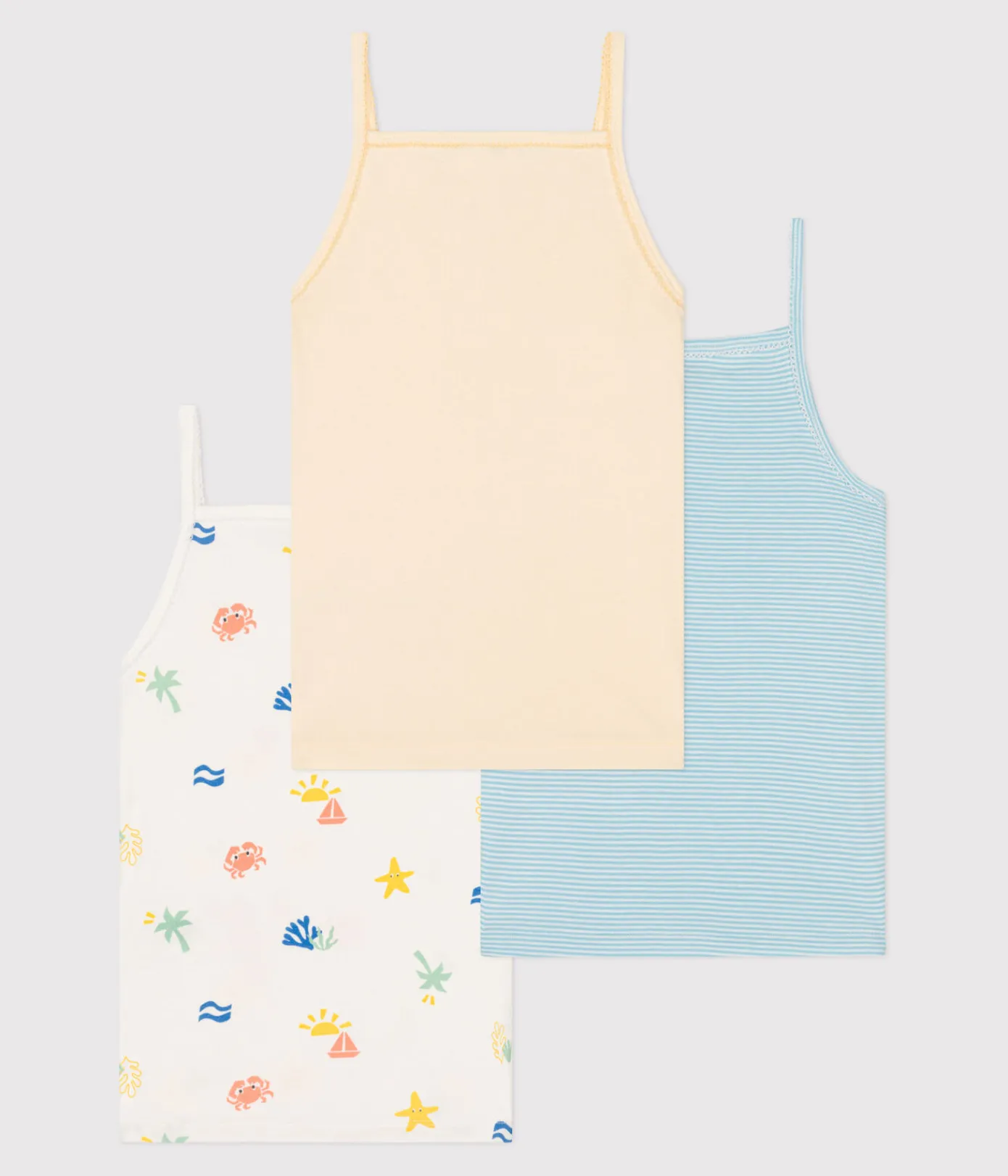 Petit Bateau Unterhemden, Tanktops|T-Shirts, Tops, Oberteile*3er-Set Kinder-Unterhemden aus bedruckter Baumwolle variante 1