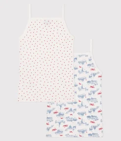 Petit Bateau Unterhemden, Tanktops|T-Shirts, Tops, Oberteile*2er-Set Kinder-Unterhemden mit schmalen Trägern aus Baumwolle Paris-Motiv variante 1
