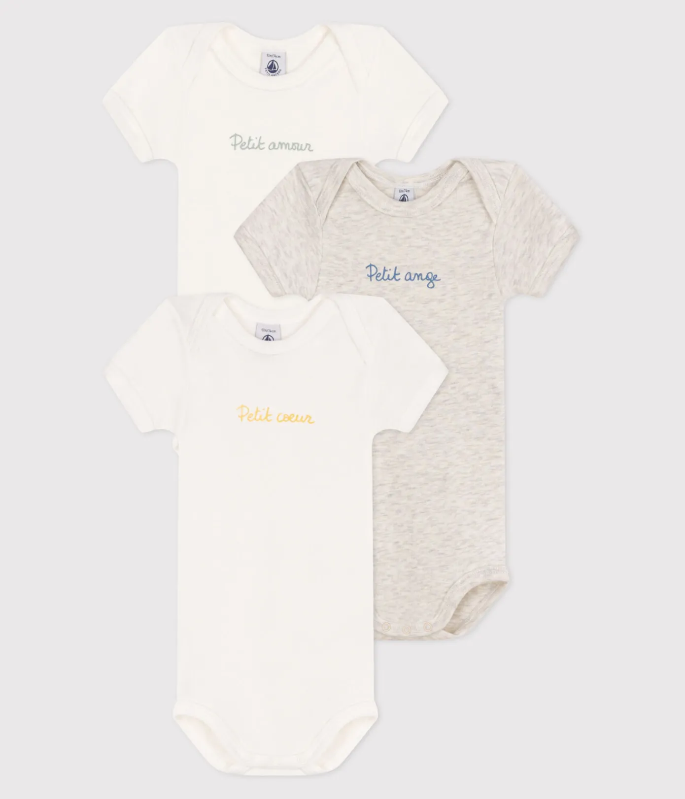 Petit Bateau Bodys*3er-Set kurzärmelige Baby-Bodys aus Baumwolle mit kleinen Herzen variante 1