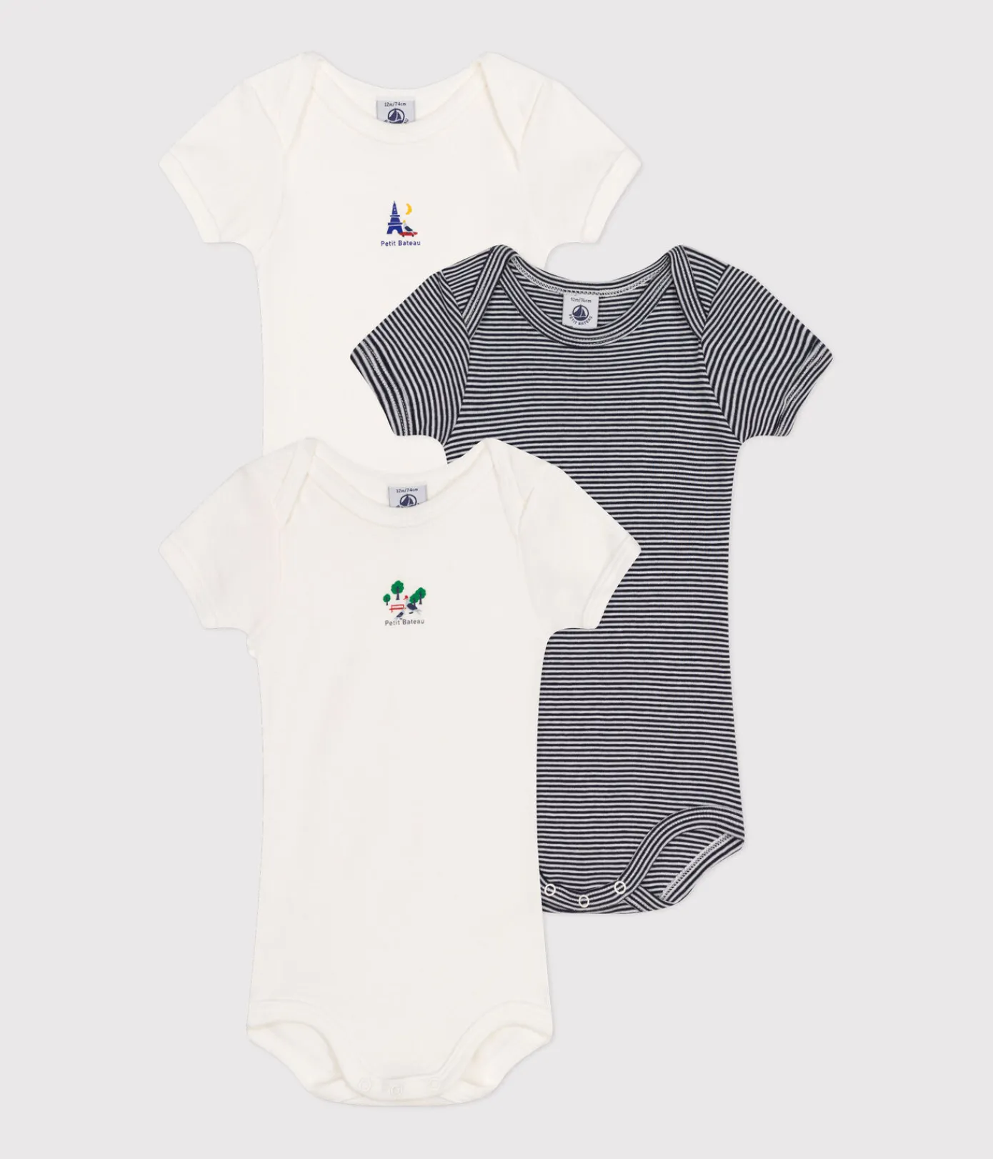Petit Bateau Bodys*3er-Set kurzärmelige Baby-Bodys aus Baumwolle variante 1