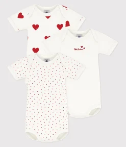 Petit Bateau Bodys*3er-Set kurzärmelige Baby-Bodys aus Baumwolle mit Herzmuster variante 1