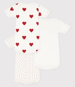Petit Bateau Bodys*3er-Set kurzärmelige Baby-Bodys aus Baumwolle mit Herzmuster variante 1