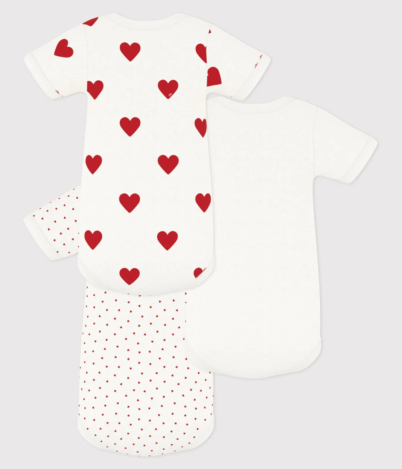 Petit Bateau Bodys*3er-Set kurzärmelige Baby-Bodys aus Baumwolle mit Herzmuster variante 1