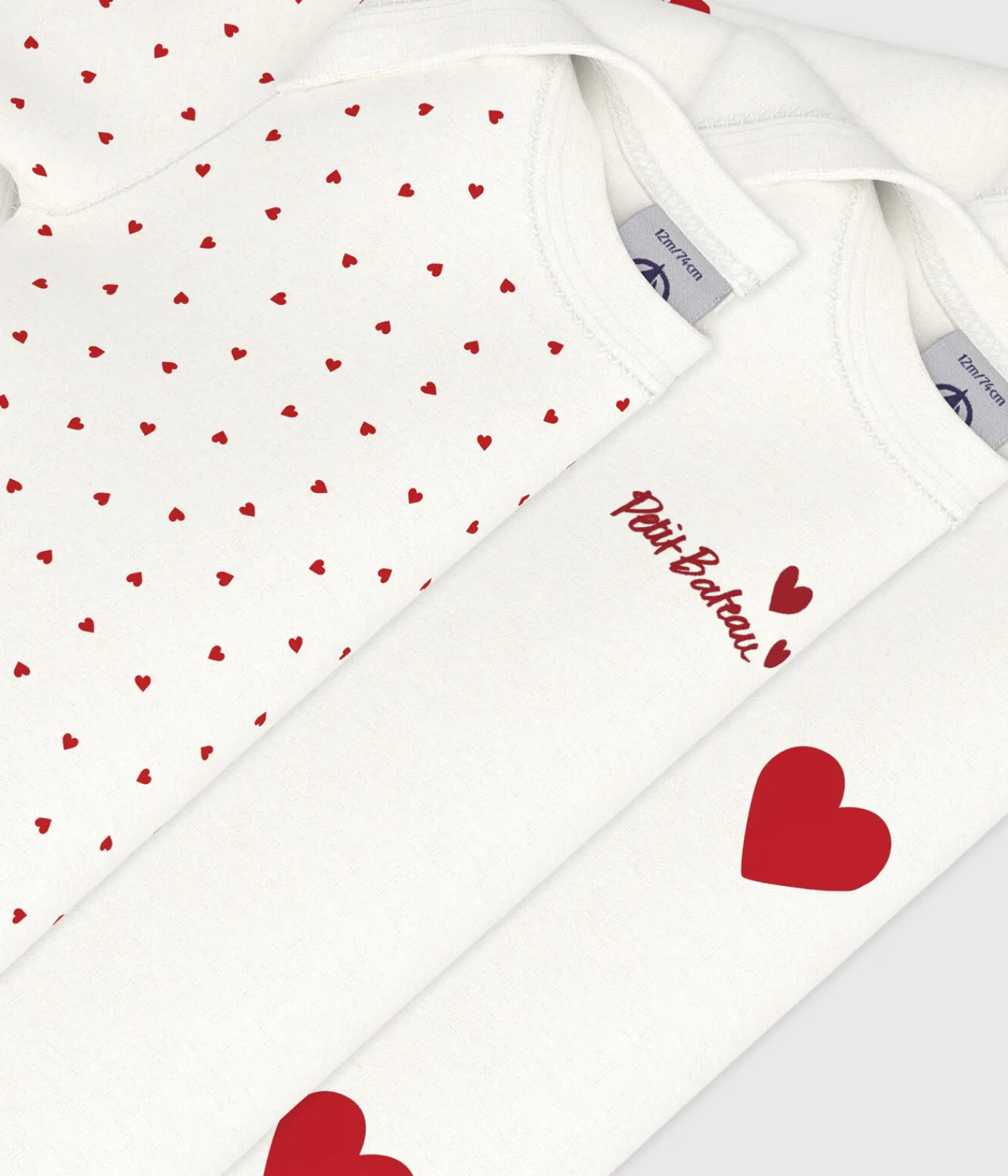 Petit Bateau Bodys*3er-Set kurzärmelige Baby-Bodys aus Baumwolle mit Herzmuster variante 1