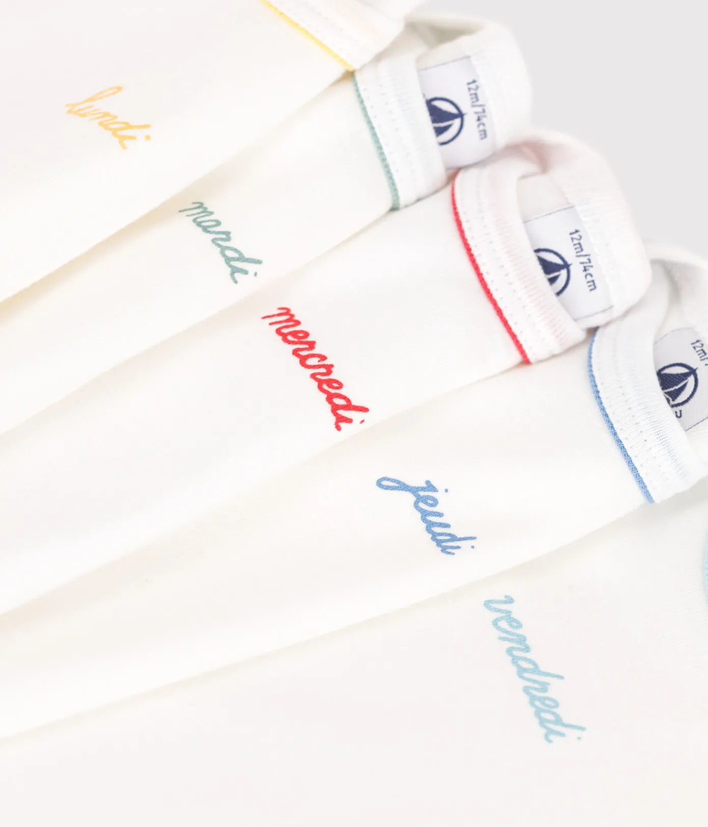 Petit Bateau Bodys*5er-Set kurzärmelige Baby-Bodys aus Baumwolle mit Wochentagen variante 1