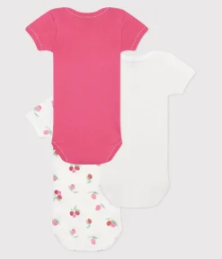 Petit Bateau Bodys*3er-Set kurzärmelige Baby-Bodys aus Baumwolle mit Blumenmuster variante 1