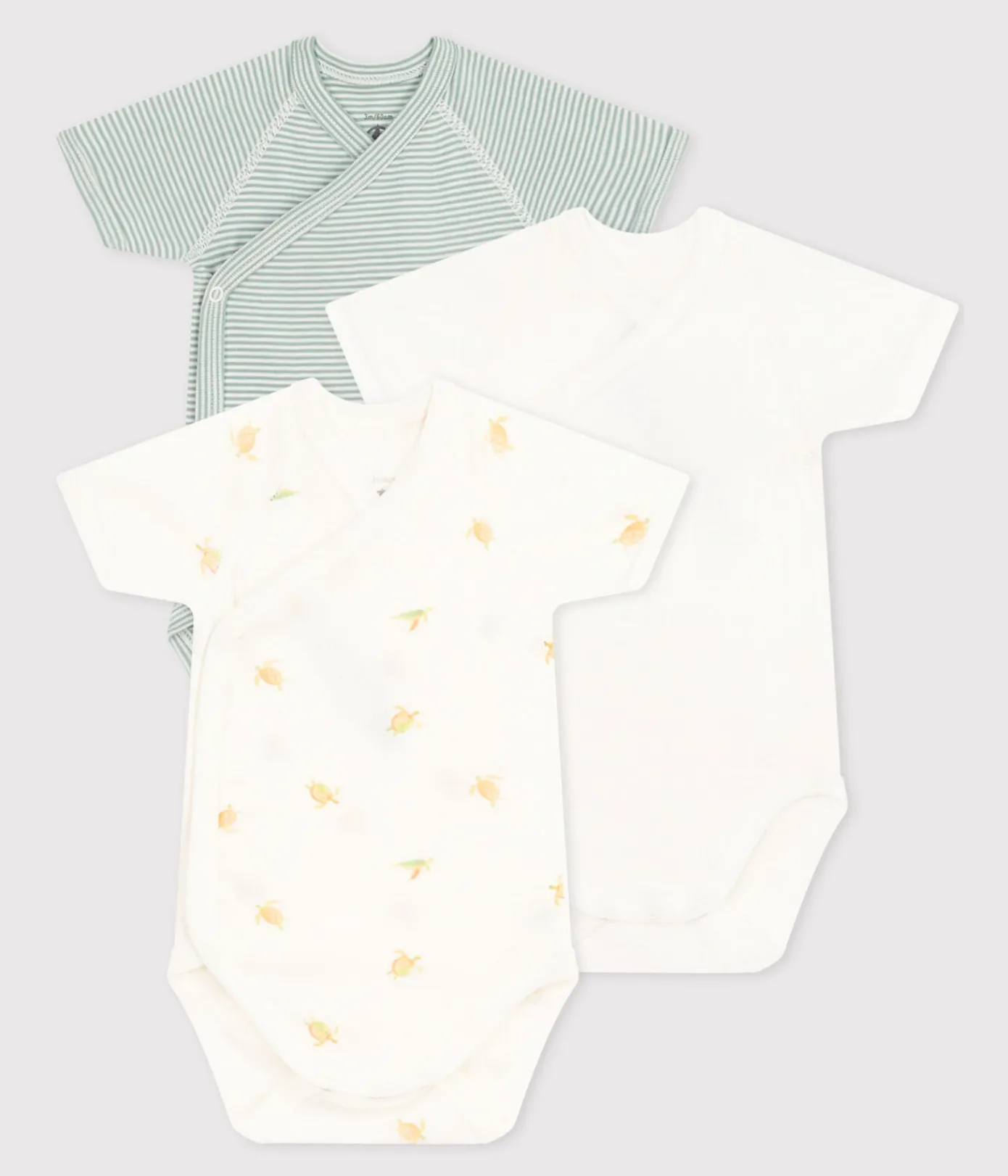 Petit Bateau Bodys|Newborn*3er-Set Kurzärmelige Baby-Wickelbodys aus Baumwolle variante 1