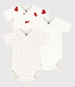 Petit Bateau Newborn|Bodys*3er-Set kurzärmelige Baby-Wickelbodys aus Baumwolle mit Herzmotiv variante 1