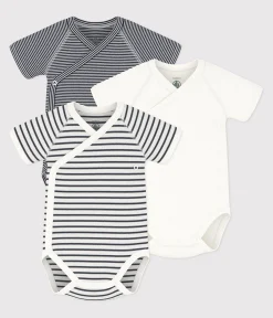 Petit Bateau Bodys|Newborn*3ER-SET KURZÄRMELIGE BABY-WICKELBODYS AUS BAUMWOLLE MIT STREIFEN variante 1