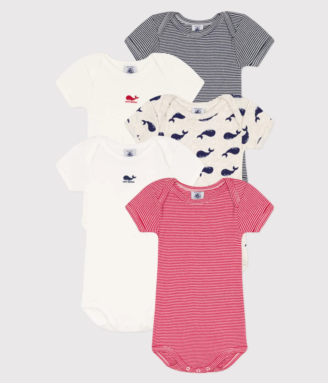 Petit Bateau Bodys*5er-Set kurzärmelige Bodys aus Baumwolle mit Wal-Motiven variante 1