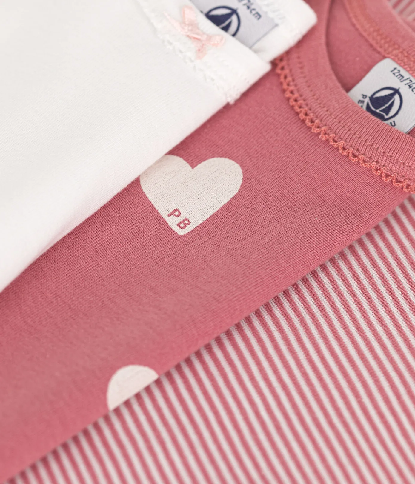 Petit Bateau Bodys*3er-Set kurzärmelige Bodys aus Baumwolle mit Herzmotiv für Babys variante 1