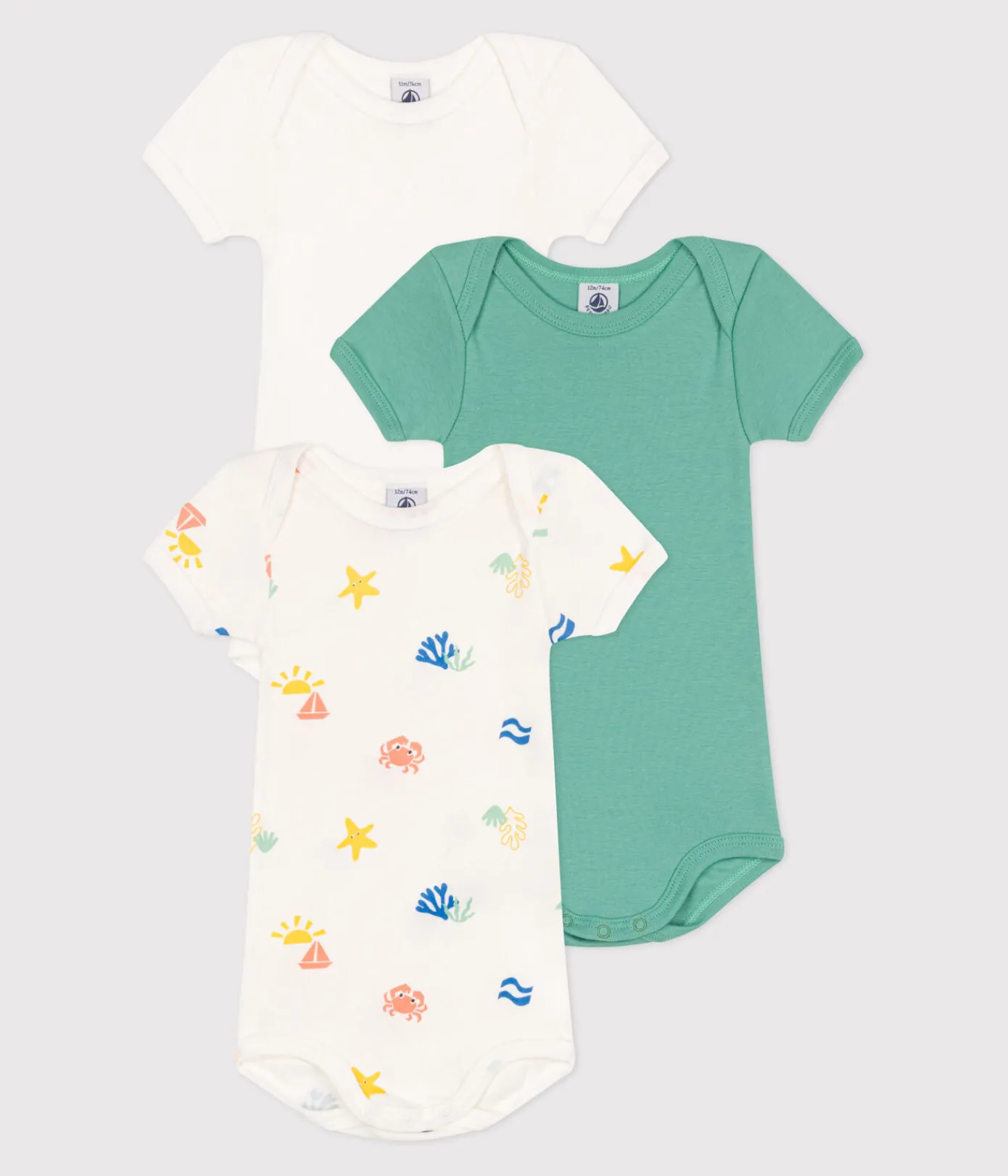 Petit Bateau Bodys*3er-Set kurzärmelige Bodys aus bedruckter Baumwolle für Babys variante 1