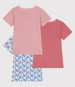 Petit Bateau Unterhemden, Tanktops|T-Shirts, Tops, Oberteile*3er-Set kurzärmelige Kinder-T-Shirts aus Baumwolle mit Blumenmotiv variante 1