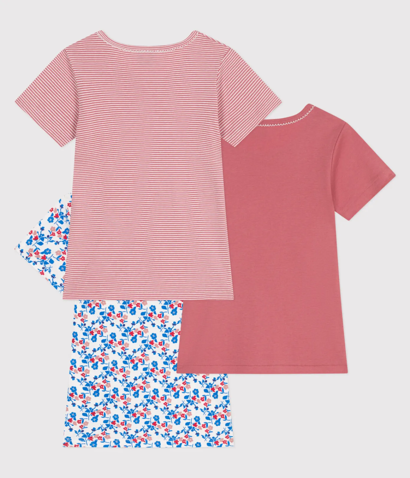 Petit Bateau Unterhemden, Tanktops|T-Shirts, Tops, Oberteile*3er-Set kurzärmelige Kinder-T-Shirts aus Baumwolle mit Blumenmotiv variante 1