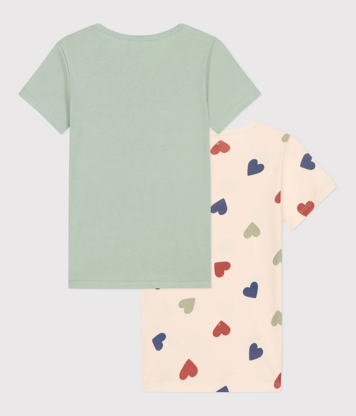 Petit Bateau Unterhemden, Tanktops|T-Shirts, Tops, Oberteile*2er-Set kurzärmelige Kinder-T-Shirts aus Baumwolle mit Herzmotiv variante 1