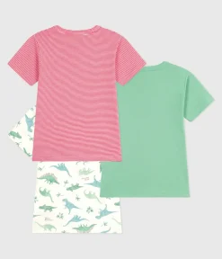 Petit Bateau Unterhemden, Tanktops|T-Shirts, Poloshirts, Hemden*3er-Set kurzärmelige Kinder-T-Shirts aus Baumwolle mit Dinos variante 1