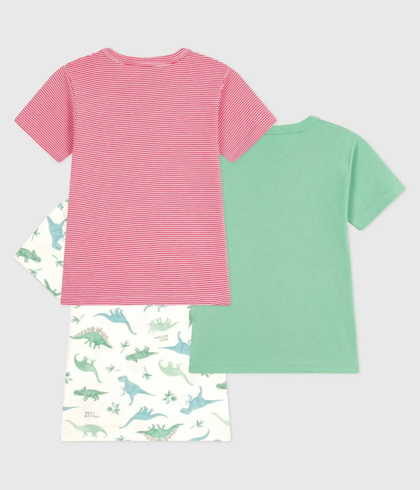 Petit Bateau Unterhemden, Tanktops|T-Shirts, Poloshirts, Hemden*3er-Set kurzärmelige Kinder-T-Shirts aus Baumwolle mit Dinos variante 1