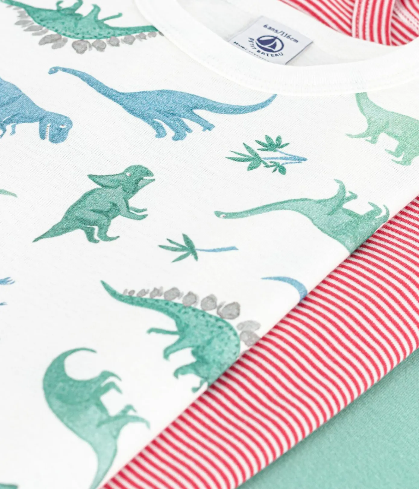 Petit Bateau Unterhemden, Tanktops|T-Shirts, Poloshirts, Hemden*3er-Set kurzärmelige Kinder-T-Shirts aus Baumwolle mit Dinos variante 1