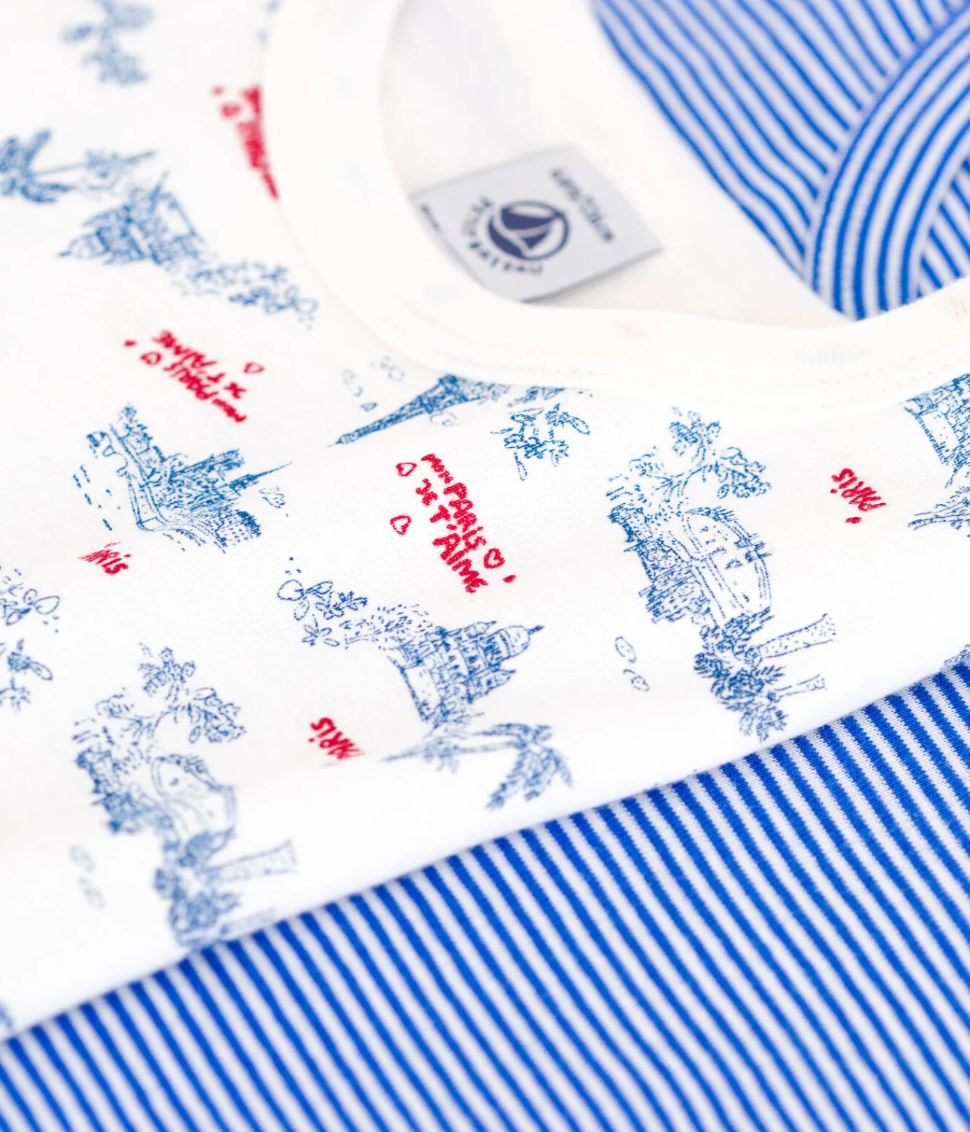 Petit Bateau Unterhemden, Tanktops|T-Shirts, Poloshirts, Hemden*2er-Set kurzärmelige Kinder-T-Shirts aus Baumwolle mit Paris-Motiv variante 1