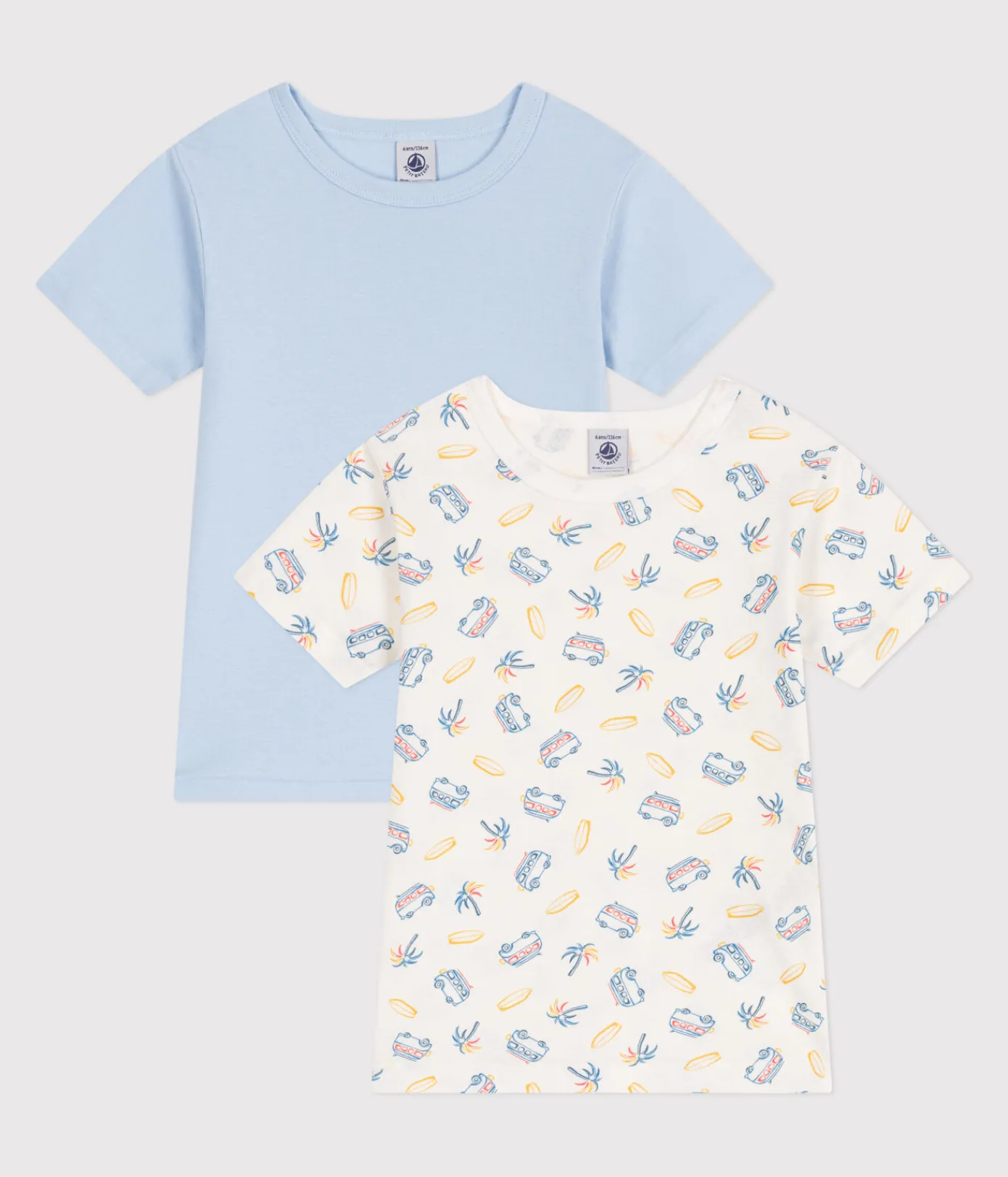 Petit Bateau T-Shirts, Poloshirts, Hemden|Unterhemden, Tanktops*2er-Set kurzärmelige Kinder-T-Shirts aus Baumwolle mit Minibus-Motiv variante 1