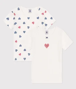 Petit Bateau Unterhemden, Tanktops|T-Shirts, Tops, Oberteile*2er-Set kurzärmelige Kinder-T-Shirts aus Baumwolle mit Herzmotiv variante 1