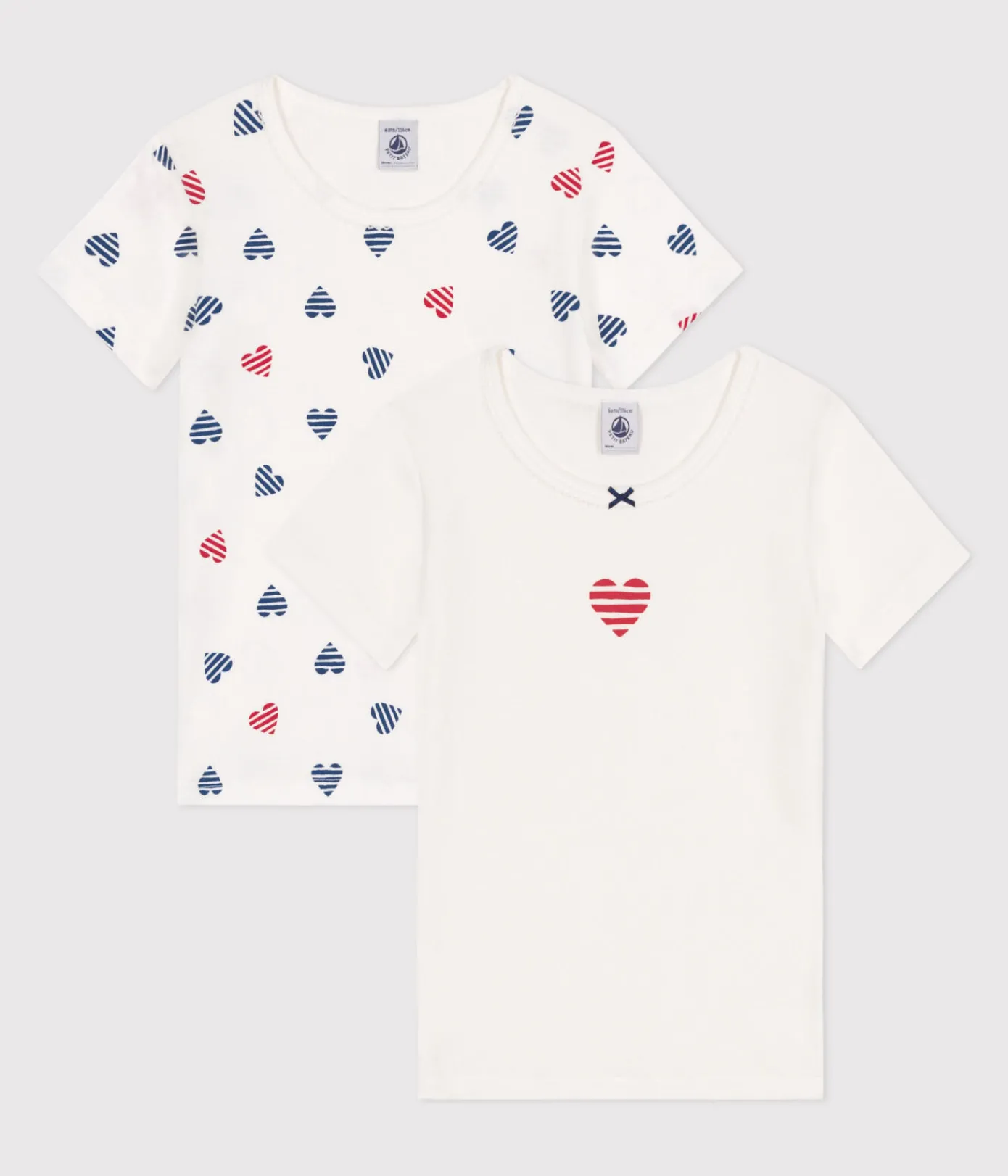 Petit Bateau Unterhemden, Tanktops|T-Shirts, Tops, Oberteile*2er-Set kurzärmelige Kinder-T-Shirts aus Baumwolle mit Herzmotiv variante 1