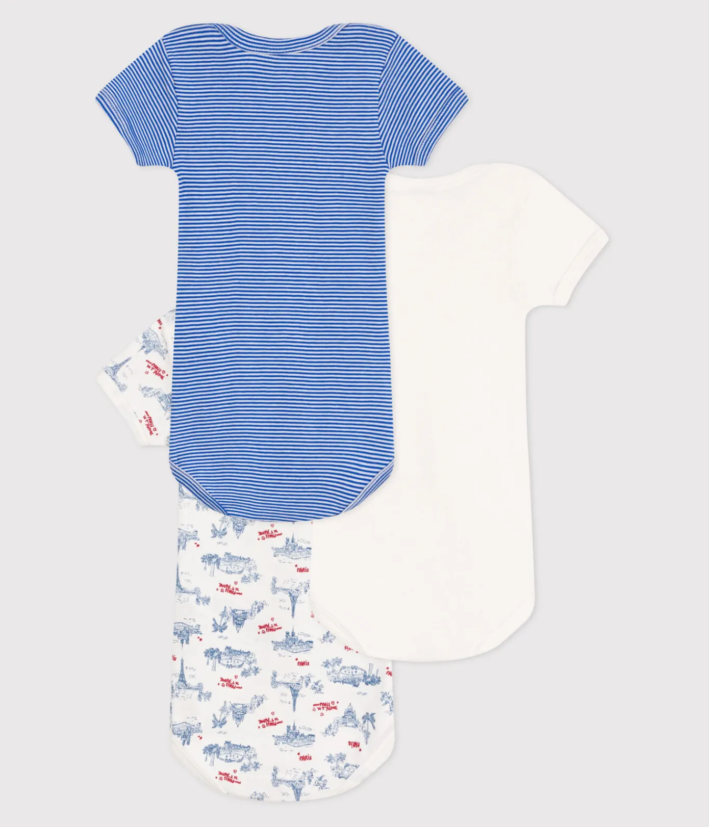 Petit Bateau Bodys*3er-Set kurzärmelige Strampler aus Baumwolle mit Paris-Motiv variante 1