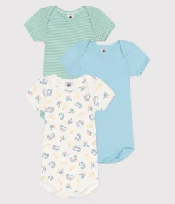 Petit Bateau Bodys*3er-Set kurzärmelige Strampler aus Baumwolle mit Minibus-Motiv variante 1