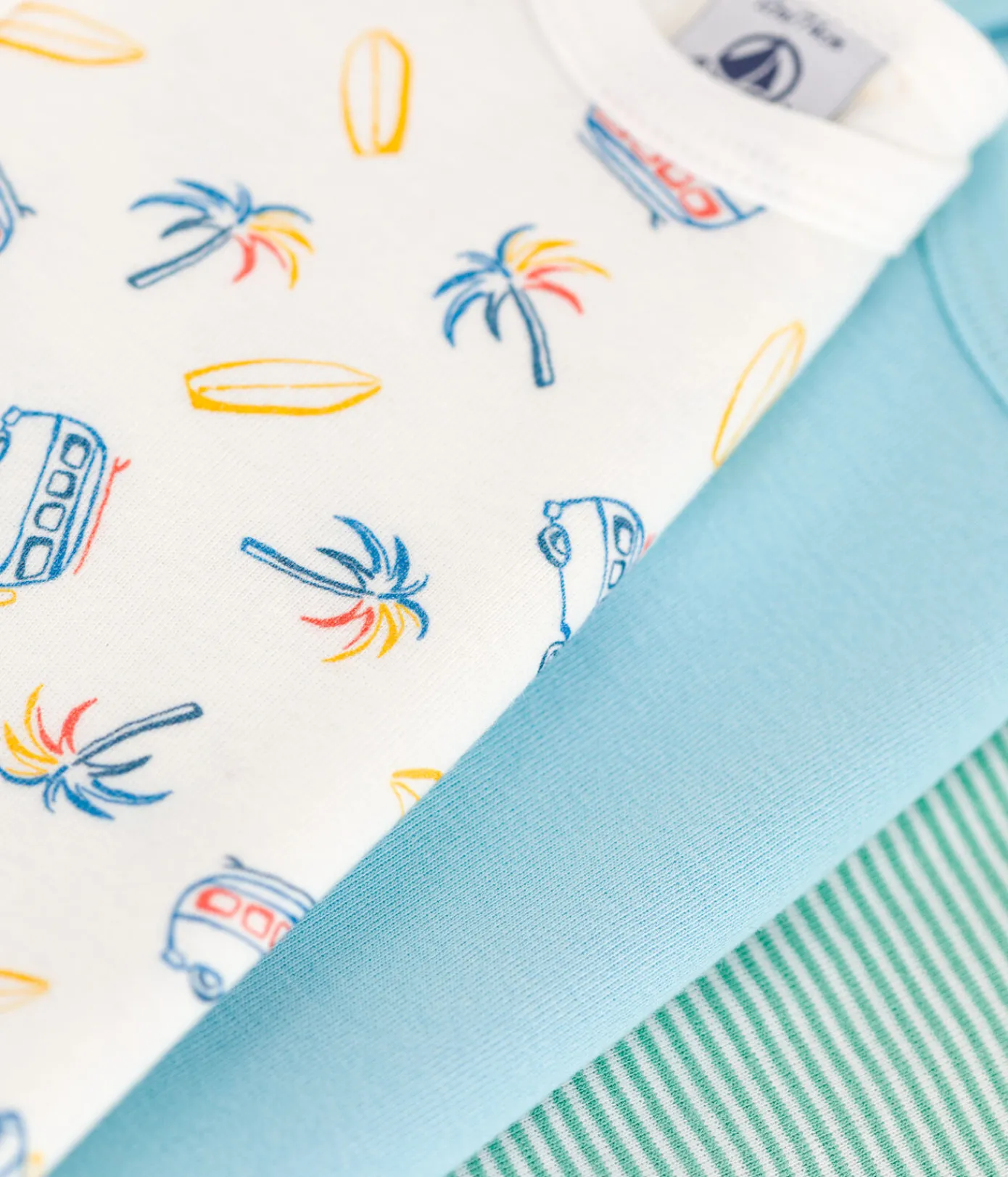 Petit Bateau Bodys*3er-Set kurzärmelige Strampler aus Baumwolle mit Minibus-Motiv variante 1