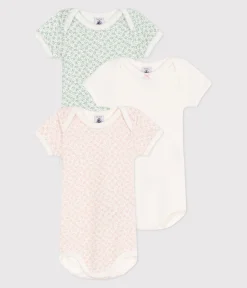 Petit Bateau Bodys*3er-Set kurzärmelige Strampler aus Baumwolle mit Blumenmuster variante 1