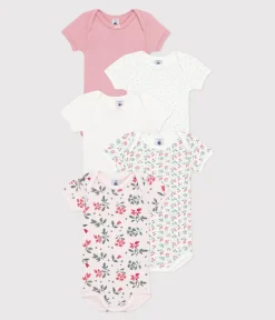 Petit Bateau Bodys*5er-Set kurzärmelige Strampler aus Baumwolle mit Blumenmuster variante 1