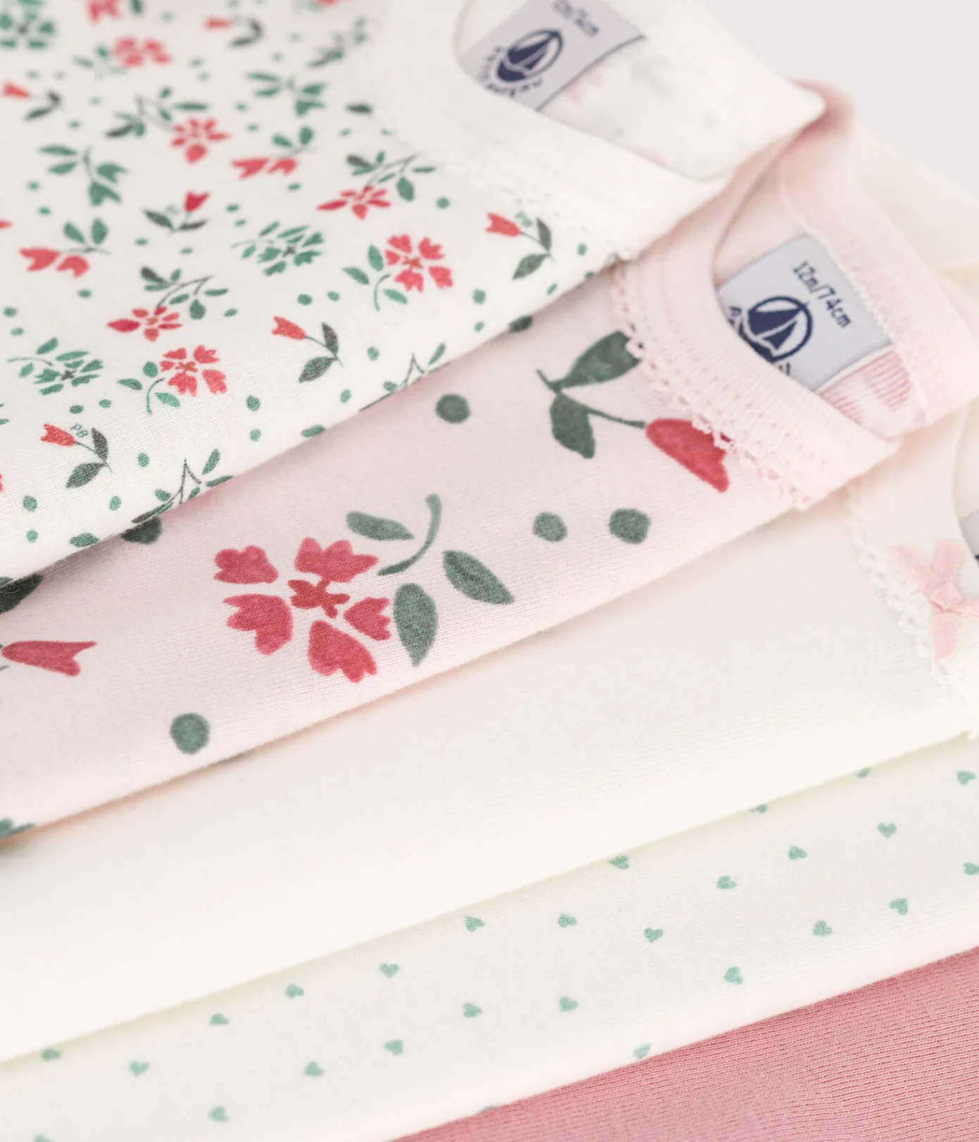 Petit Bateau Bodys*5er-Set kurzärmelige Strampler aus Baumwolle mit Blumenmuster variante 1