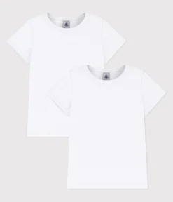 Petit Bateau Unterhemden, Tanktops|T-Shirts, Tops, Oberteile*2er-Set Kurzärmelige weiße T-Shirts für Mädchen variante 1