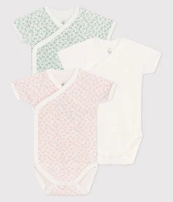 Petit Bateau Bodys|Newborn*3er-Set kurzärmelige Wickelbodys aus bedruckter Baumwolle variante 2