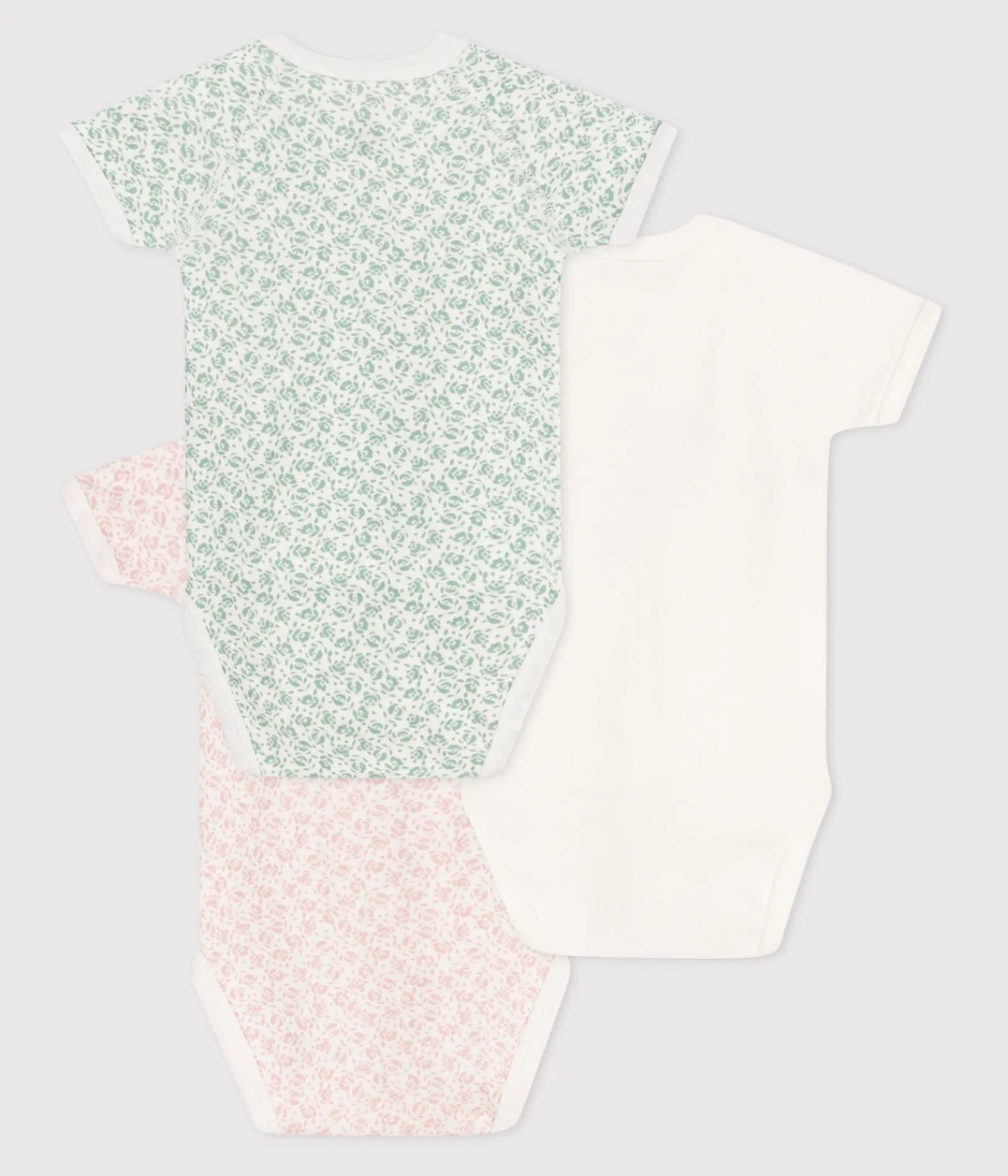 Petit Bateau Bodys|Newborn*3er-Set kurzärmelige Wickelbodys aus bedruckter Baumwolle variante 2
