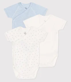 Petit Bateau Bodys|Newborn*3er-Set kurzärmelige Wickelbodys aus bedruckter Baumwolle variante 1