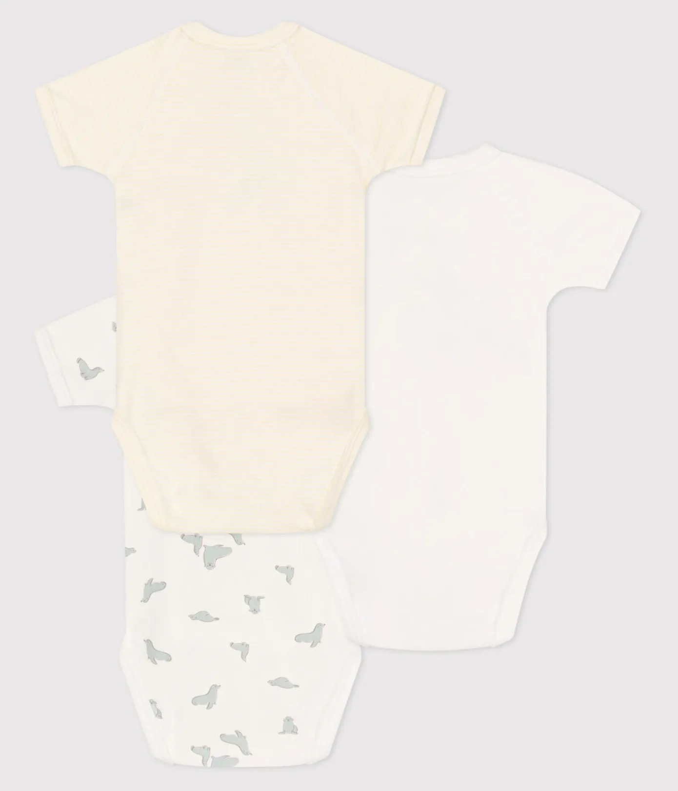 Petit Bateau Bodys|Newborn*3er-Set kurzärmelige Wickelbodys aus bedruckter Baumwolle variante 1