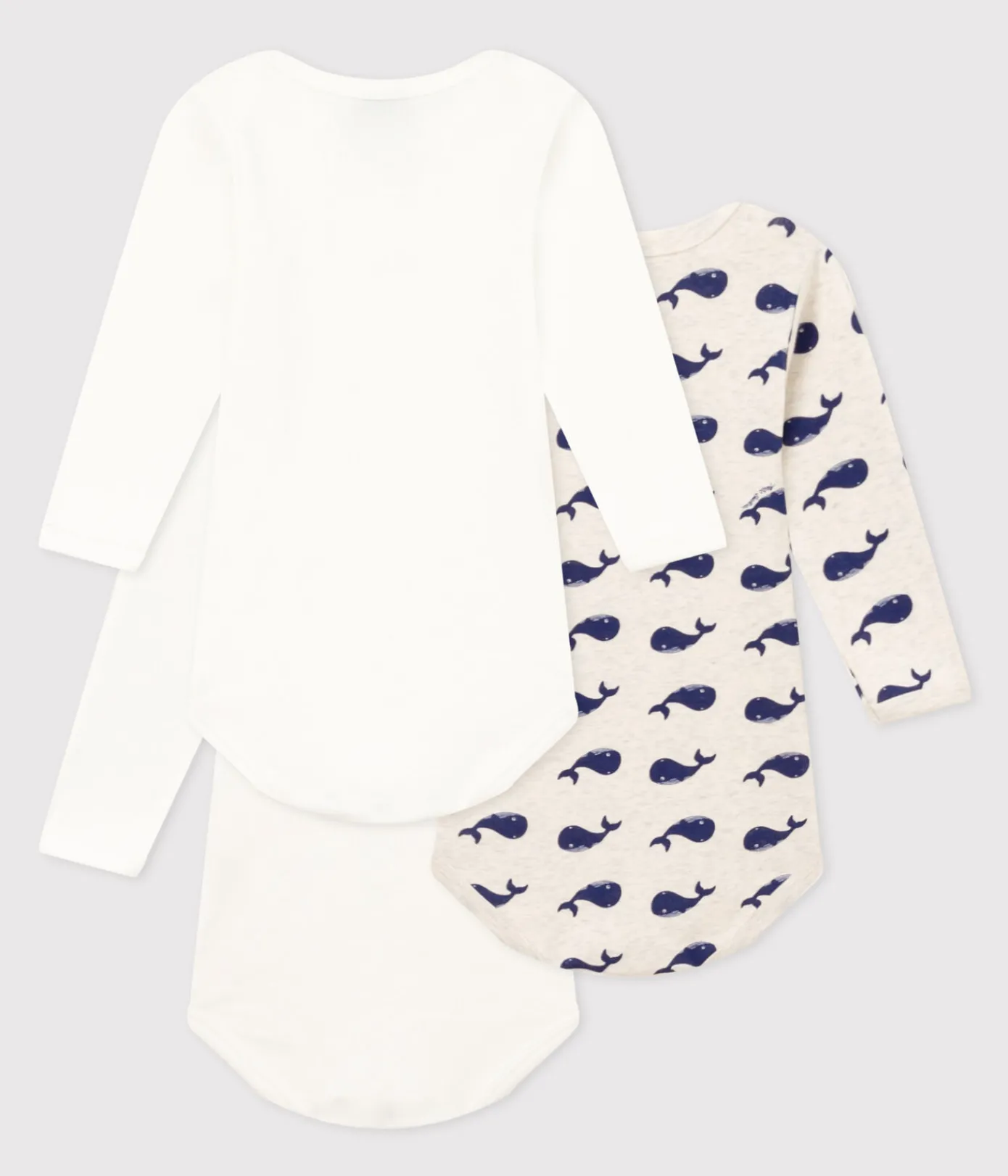 Petit Bateau Bodys*3er-Set langärmelige Baby-Bodys aus Baumwolle mit Walmotiv variante 1