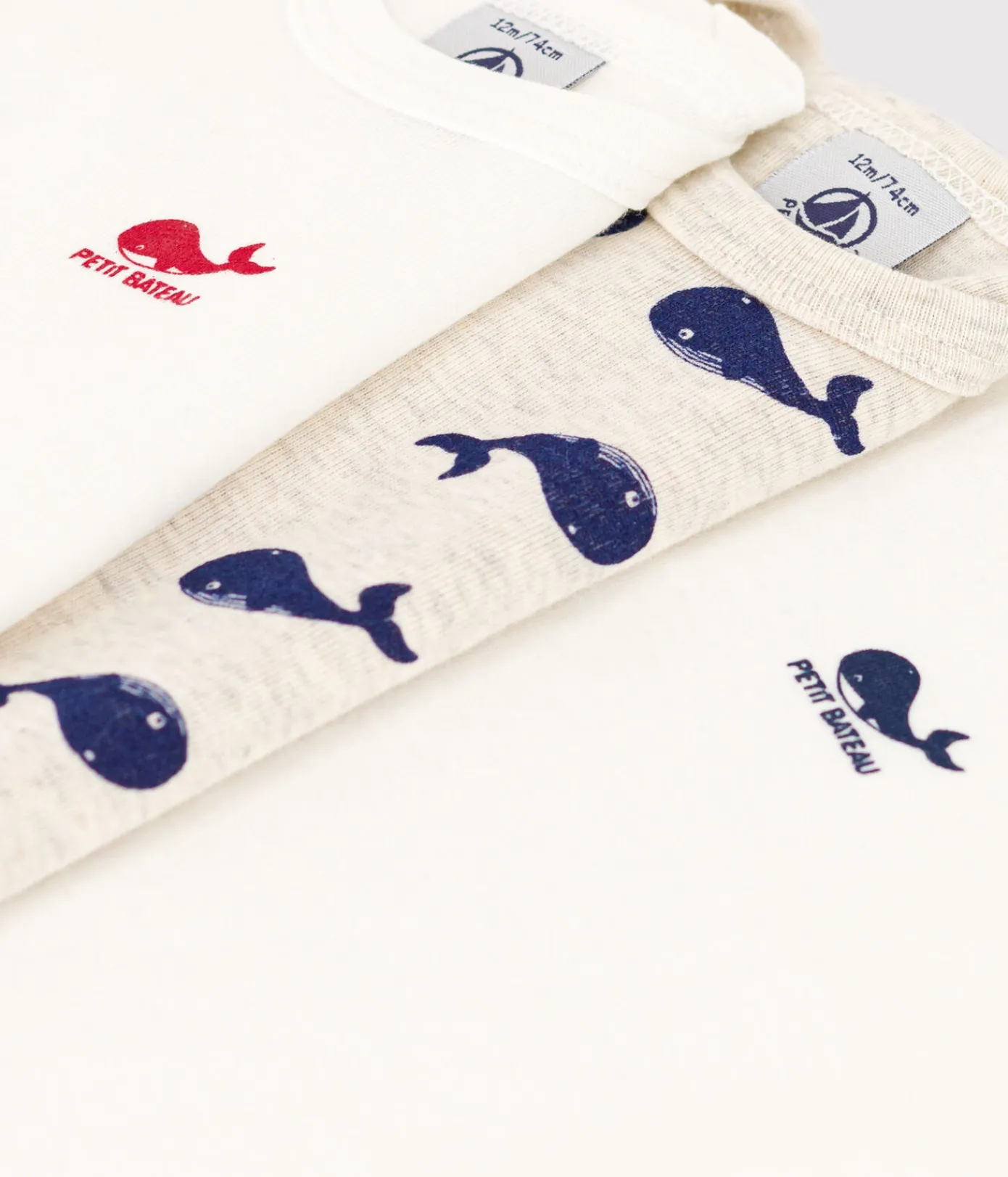 Petit Bateau Bodys*3er-Set langärmelige Baby-Bodys aus Baumwolle mit Walmotiv variante 1