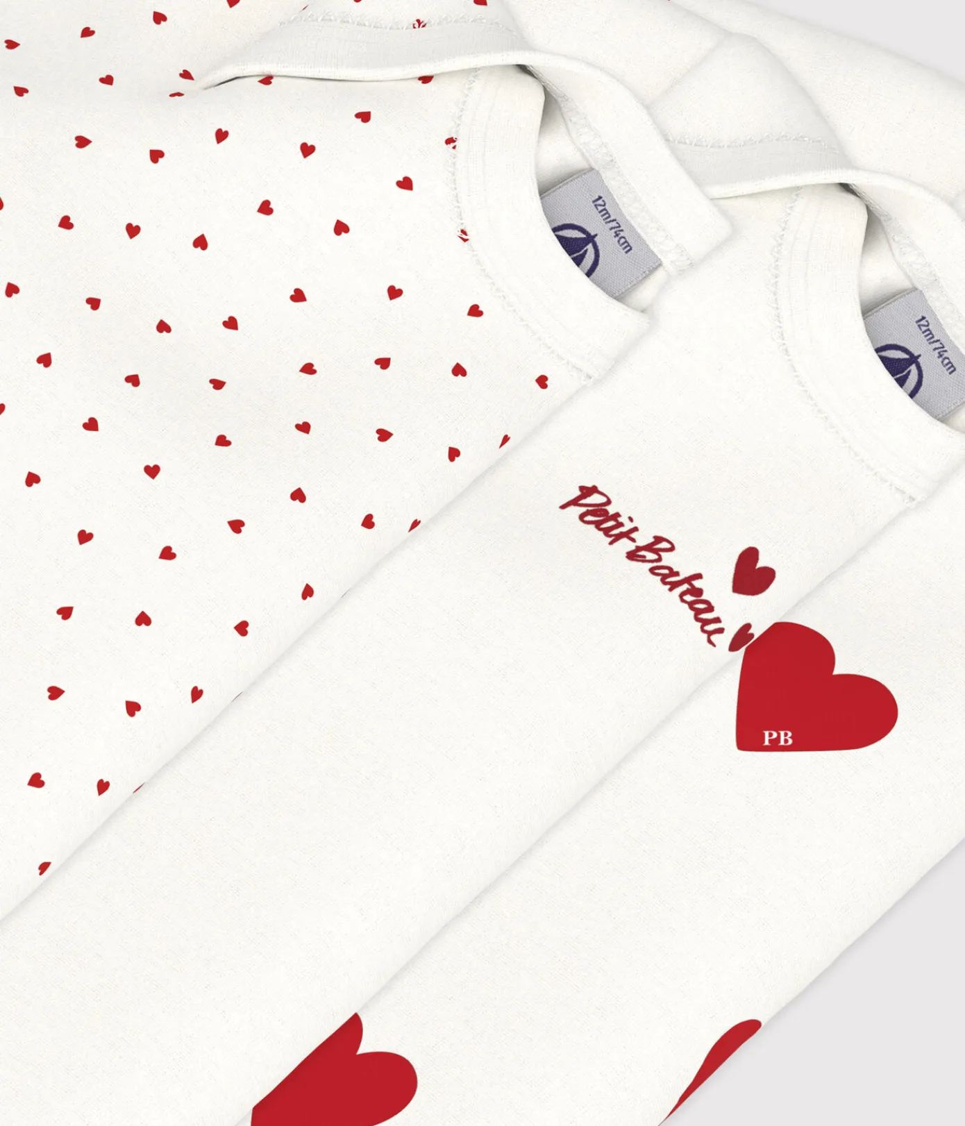 Petit Bateau Bodys*3er-Set langärmelige Baby-Bodys aus Baumwolle mit Herzmotiv variante 1