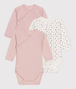 Petit Bateau Bodys|Newborn*3er-Set langärmelige Baby-Bodys in Wickeloptik aus Baumwolle variante 2